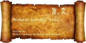 Moduna Kordélia névjegykártya